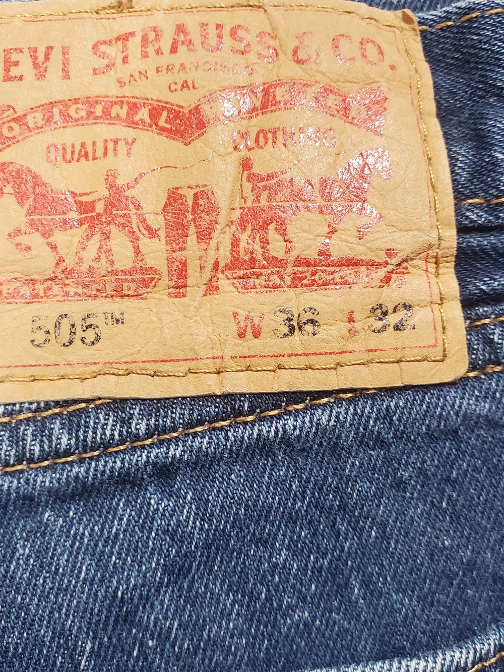 Levi’s 505 Jeans 36x32 Straight Fit Blue Denim Classic Men’s Vintage Wash